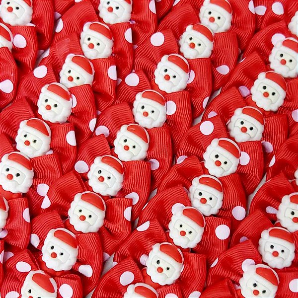 Laço Borboleta Estampado Poá Resina Noel Natal - 10 unidades