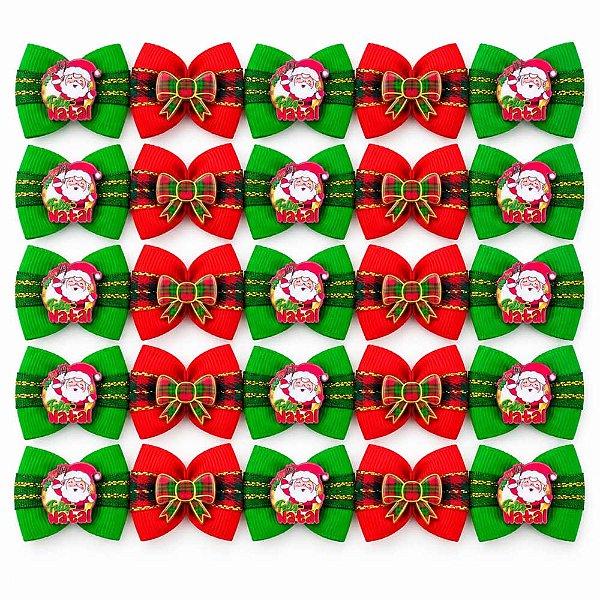 Laço Borboleta Duplo Pespontada Ouro Pedraria Natal Mod.4 - 10 unidades