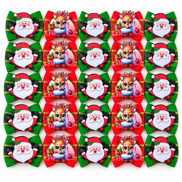 Laço Borboleta Duplo Pespontada Ouro Pedraria Natal Mod.5 - 10 unidades