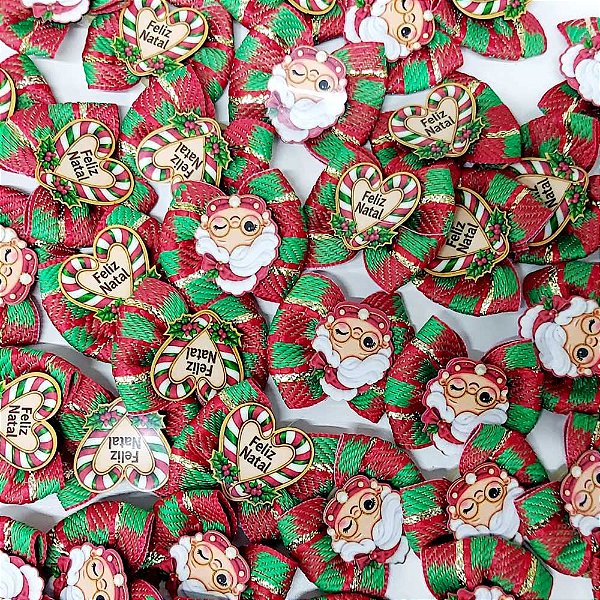 Laço Borboleta Estampado PF Natal Mod.6- 10 unidades