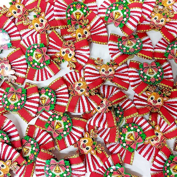 Laço Borboleta Estampado PF Natal Mod.7- 10 unidades