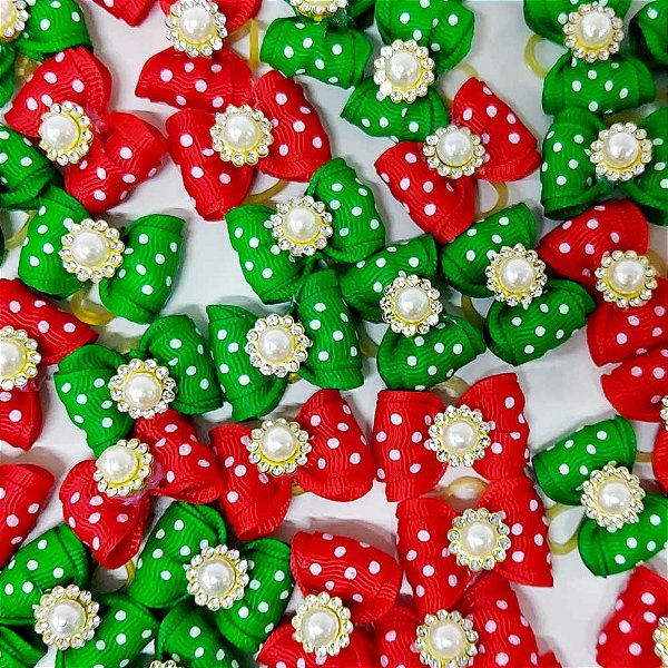 Laço Borboleta Duplo Resinado Poá Pedraria Natal - 10 unidades