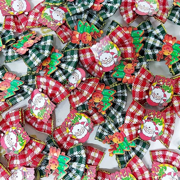 Laço Borboleta Estampado PF Natal Mod.9 - 10 unidades