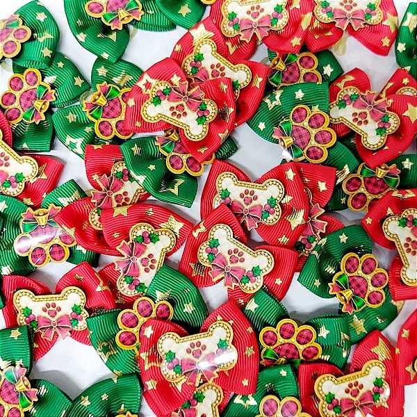 Laço Borboleta Estampado PF Natal Mod.10 - 10 unidades