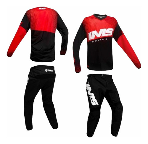 Kit Conjunto Roupa Motocross Calça Camisa Ims Vermelho