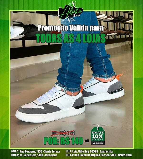 Tênis Sound Branco e cinza- Alpha Tênis