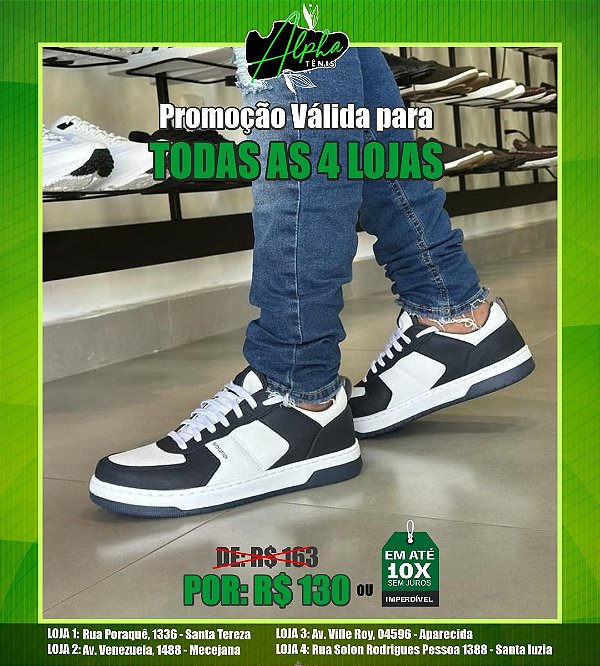 Tênis Sound Branco com preto - Alpha Tênis