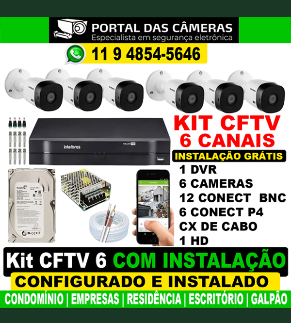 KIT 10 CÂMERAS COM INSTALAÇÃO