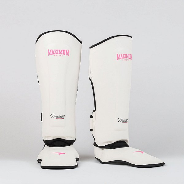 Caneleira de Muay Thai e Kickboxing Maximum Classic Pink/White - PAR