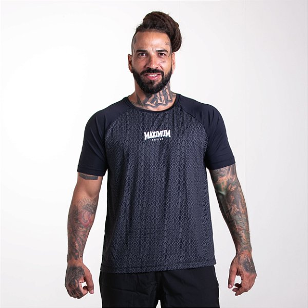 Camiseta Treino Fitness Dry Fit Detalhes Maximum Preto