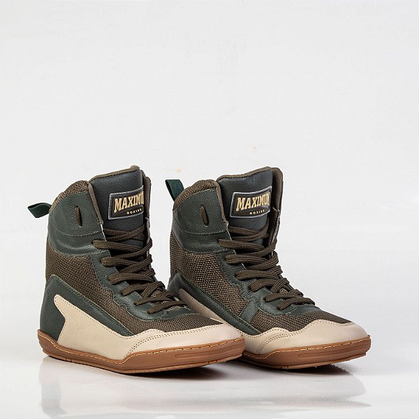 Sapatilha de Boxe Verde e Bege Cano Baixo - Par