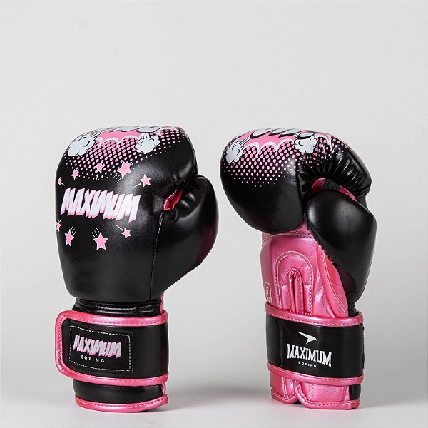 Luva de Boxe Infantil Pow Rosa e Preto