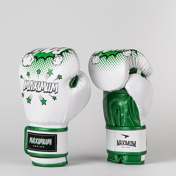 Luva de Boxe Infantil Pow Branca e Verde