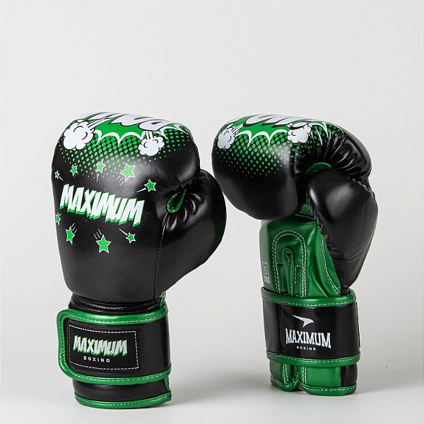Luva de Boxe Infantil Pow Verde e Preto