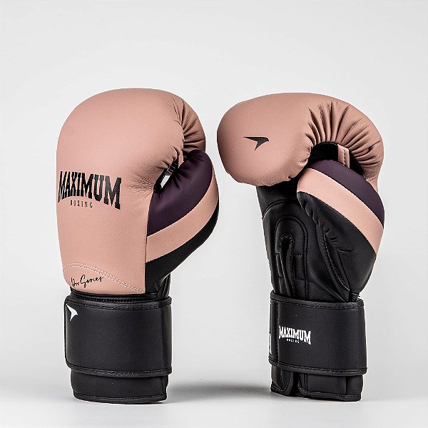 Luva de Boxe e Muay Thai Profissional Bege Detalhes Roxo