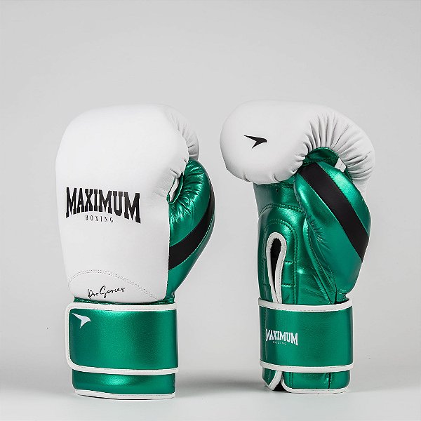 Luva de Boxe e Muay Thai Branca Detalhes Verde