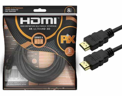 Cabo Hdmi 2.0 4k 3d Ultrahd 19 Pinos Chip 8 Metros 018-2222