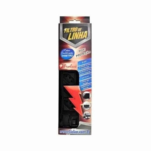 FILTRO DE LINHA 3T PLASTICO PRETO FIOLUX