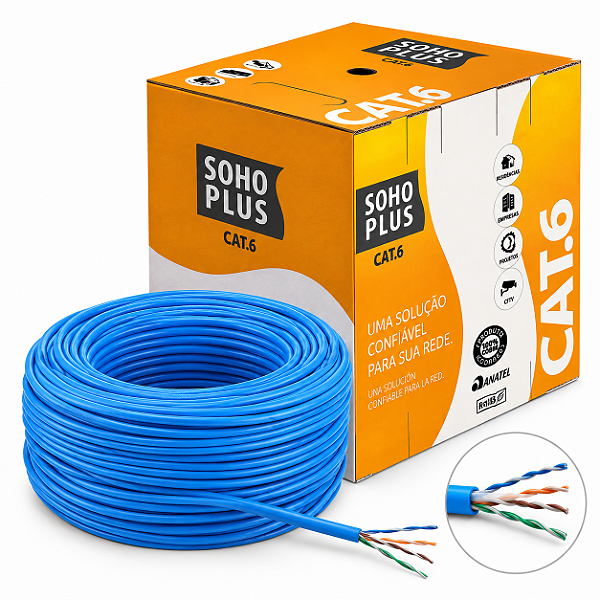 CABO DE REDE CAT6 CMX SOHO PLUS AZUL POR METRO
