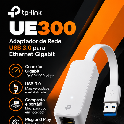 Adaptador de Rede TP-Link UE300 USB 3.0 para RJ45 Gigabit 1000Mbps