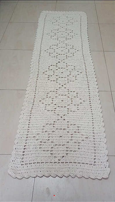 Passadeira Flor 2,00 Metros de Crochê - Cor Cru