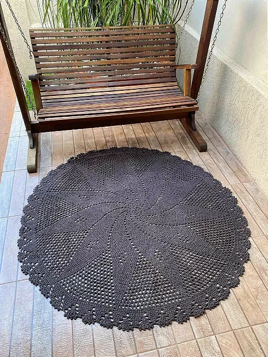 Tapete de Crochê Redondo 1,60 Metros - Cor Marrom Escuro