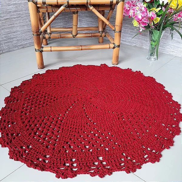 Tapete de Croche Apartamento - Cor Vermelho