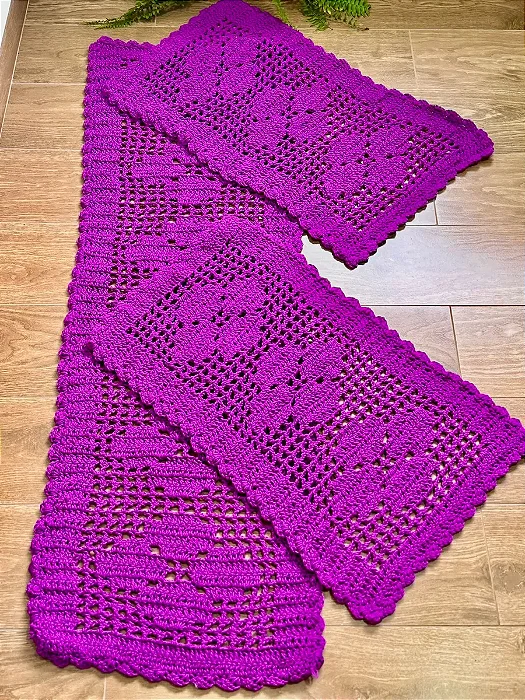 Jogo de Passadeira Rosa 3 Peças de Crochê - Cor Lilás