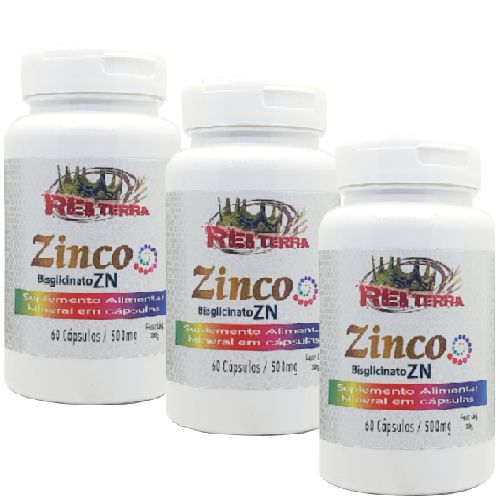 kit 3 Potes Zinco Bisglicinato 60 Cápsulas