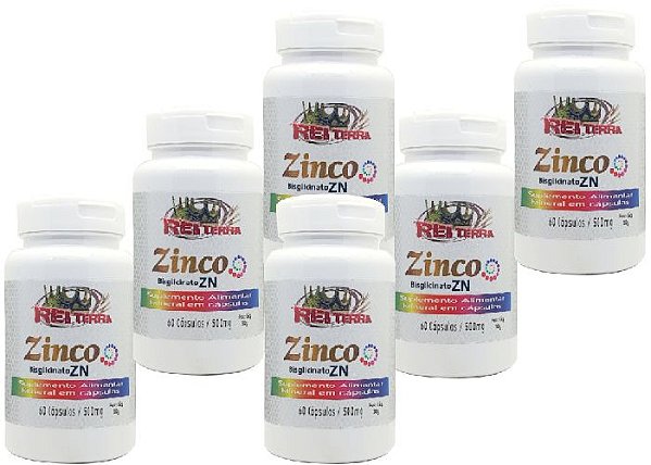 kit 6 Potes Zinco Bisglicinato 60 Cápsulas