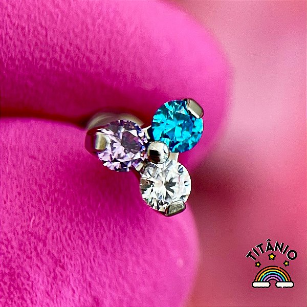 RETINHO TRINITY LILAS/AZUL/CRISTAL TITÂNIO - Stella Store Piercings