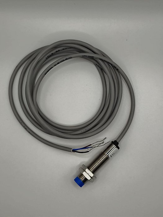 Sensor Indutivo Tecnotron IN-4M-12CA-PR/TCL – PNP, NA+NF, Cabo 2m, Ø12mm, Distância 4mm