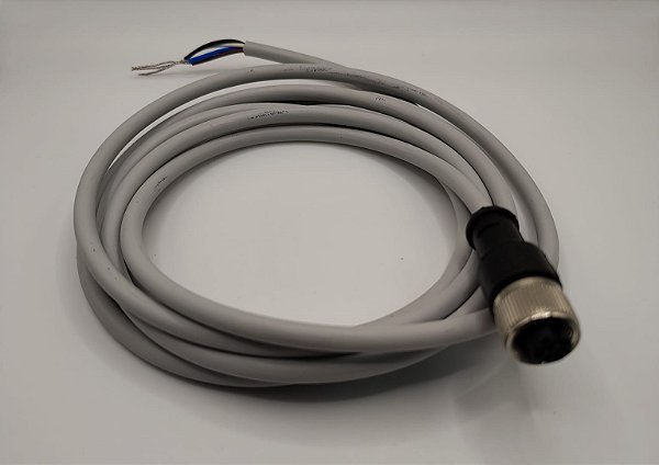 Conector M12 Fêmea Reto Tecnotron CT12F/4S-C02.A1 – 4 Pinos com Cabo de 2 Metros