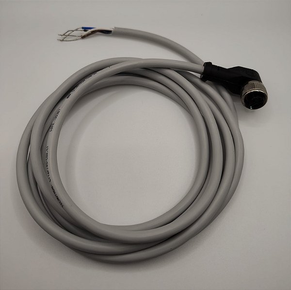Conector M12 Angular 90° Fêmea Tecnotron CT12F/4S-C02.C1 – 4 Pinos com Cabo de 2 Metros