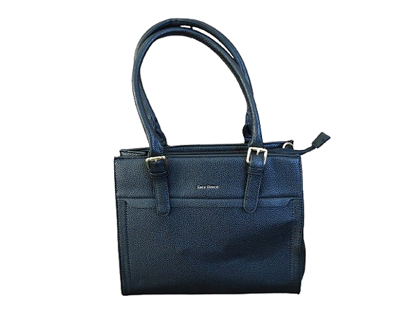 Bolsa PRETA, frente lisa, detalhe fivelas