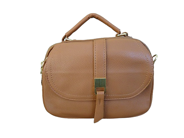 Bolsa CARAMELO, bauzinho, zípers metal, bolsos externos traseiro e frontal