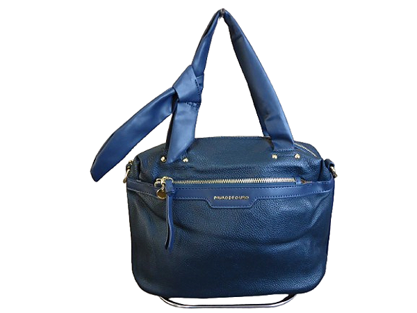 Bolsa AZUL MARINHO, zípers metal, alça fixa canudo com detalhe