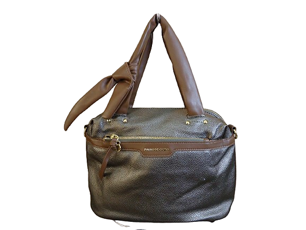 Bolsa PRATA ESCURO, zípers metal, alça fixa canudo com detalhe