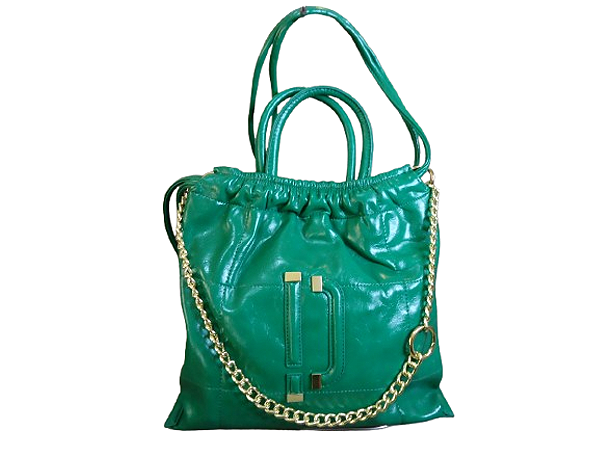 Bolsa VERDE, tom claro, estilo diferenciado, corrente dourada