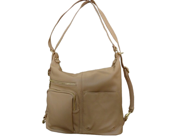 Bolsa BEGE, bolsos e zípers frontais detalhes