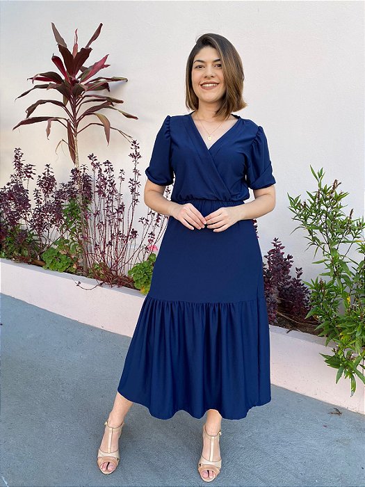 Vestido transpassado (Azul)