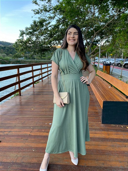 Vestido transpassado (Verde Oliva)