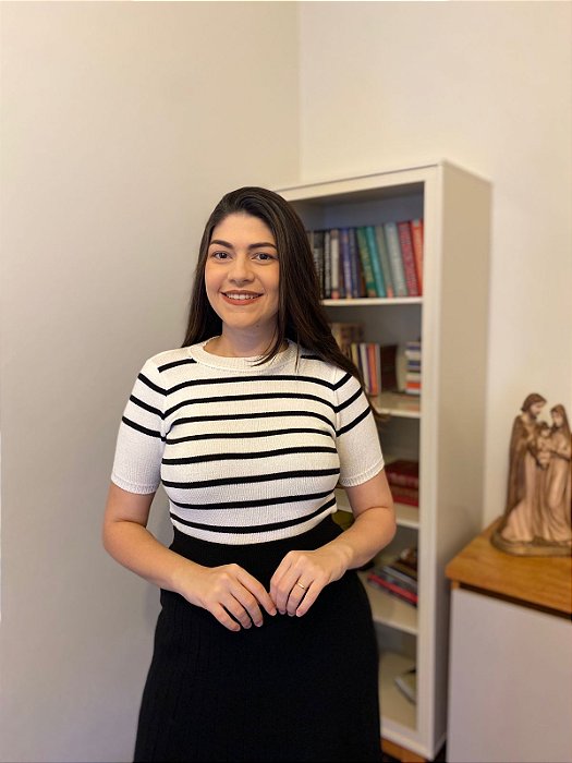 Blusa de modal listrada (Branco/Preto)