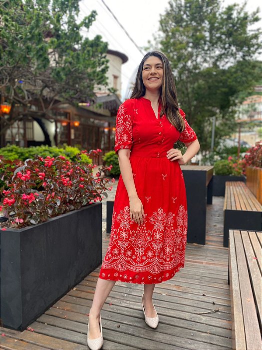 Vestido Estampado (Vermelho)