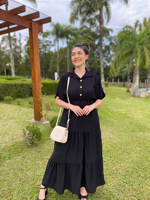 Vestido com botões (Preto)