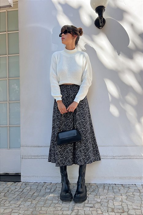 Saia midi floral - M