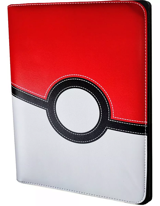 Pasta Álbum Binder com Zíper com 20 folhas pretas 18 bolsos Pokébola - Pokémon