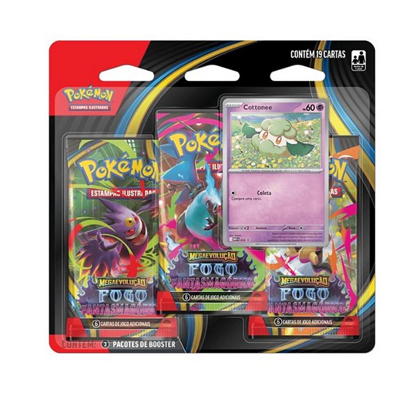 Pokémon Blister Triplo ME02 Fogo Fantasmagórico - Cottonee