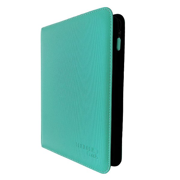 Pasta Binder Premium 9 bolsos com zíper, p/ 540 cards TCG, carregamento lateral dupla face, capa de couro PU (verde)