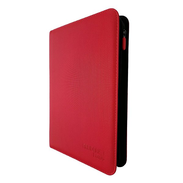 Pasta Binder Premium 9 bolsos com zíper, p/ 540 cards TCG, carregamento lateral dupla face, capa de couro PU (vermelho)